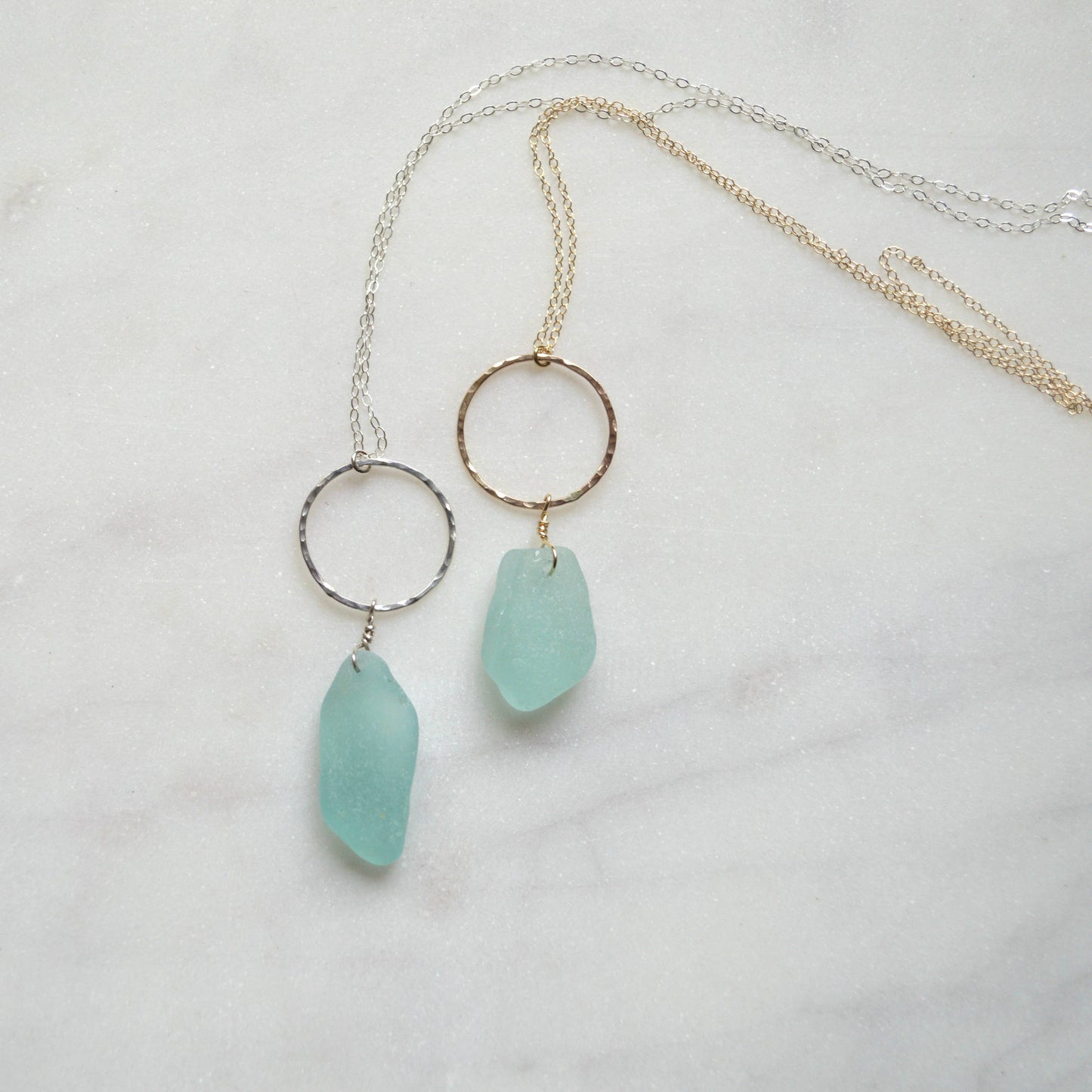 Large Sea Glass Hoop Necklace