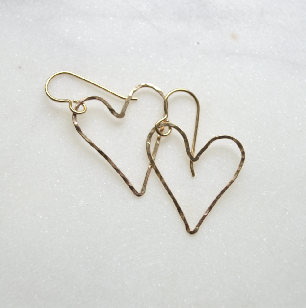 Mini Hammered Heart Earrings