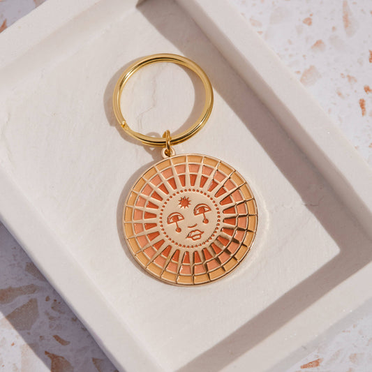 Sun Enamel Keychain