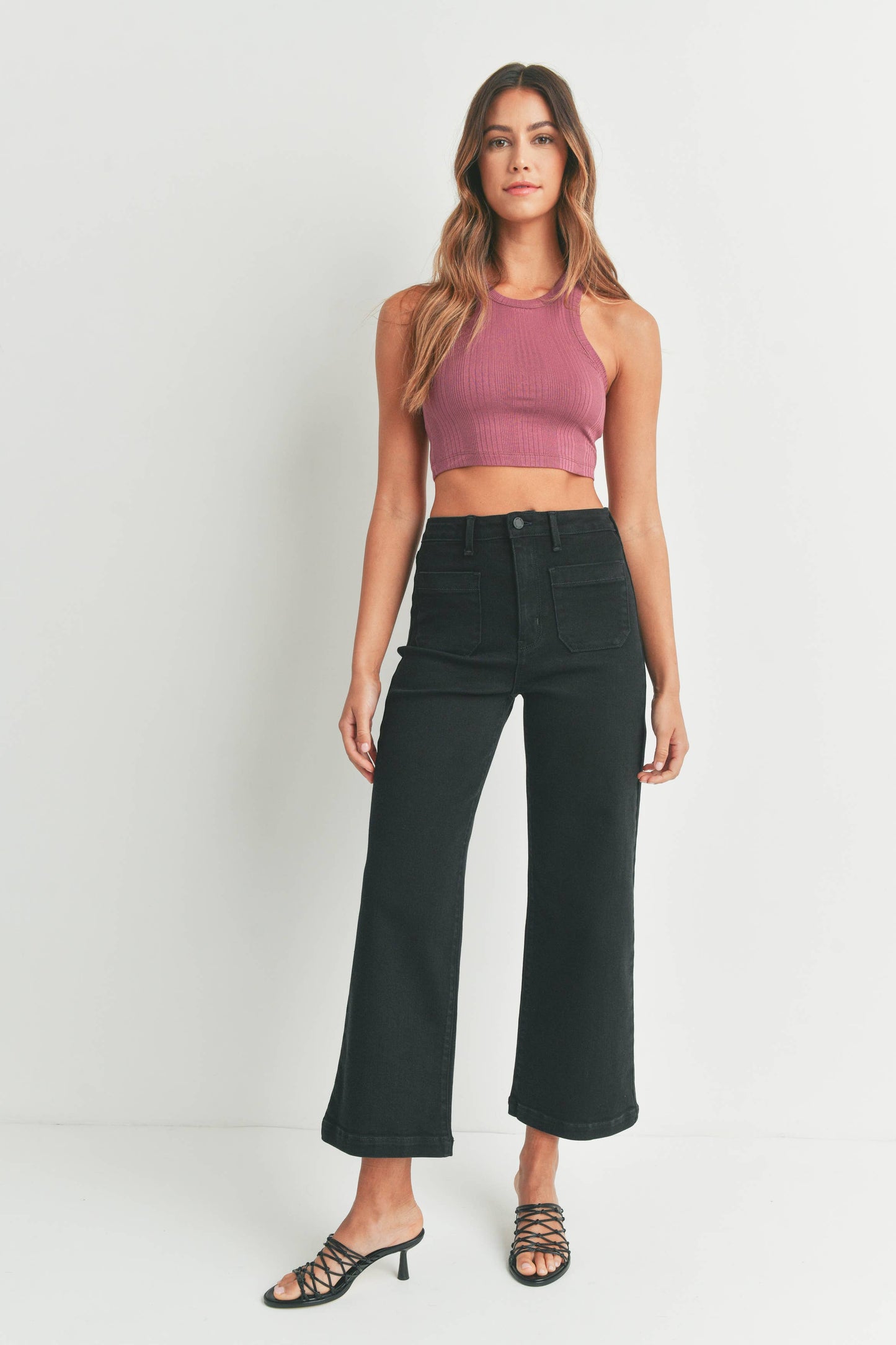 Patch Pocket Wide Leg Jean