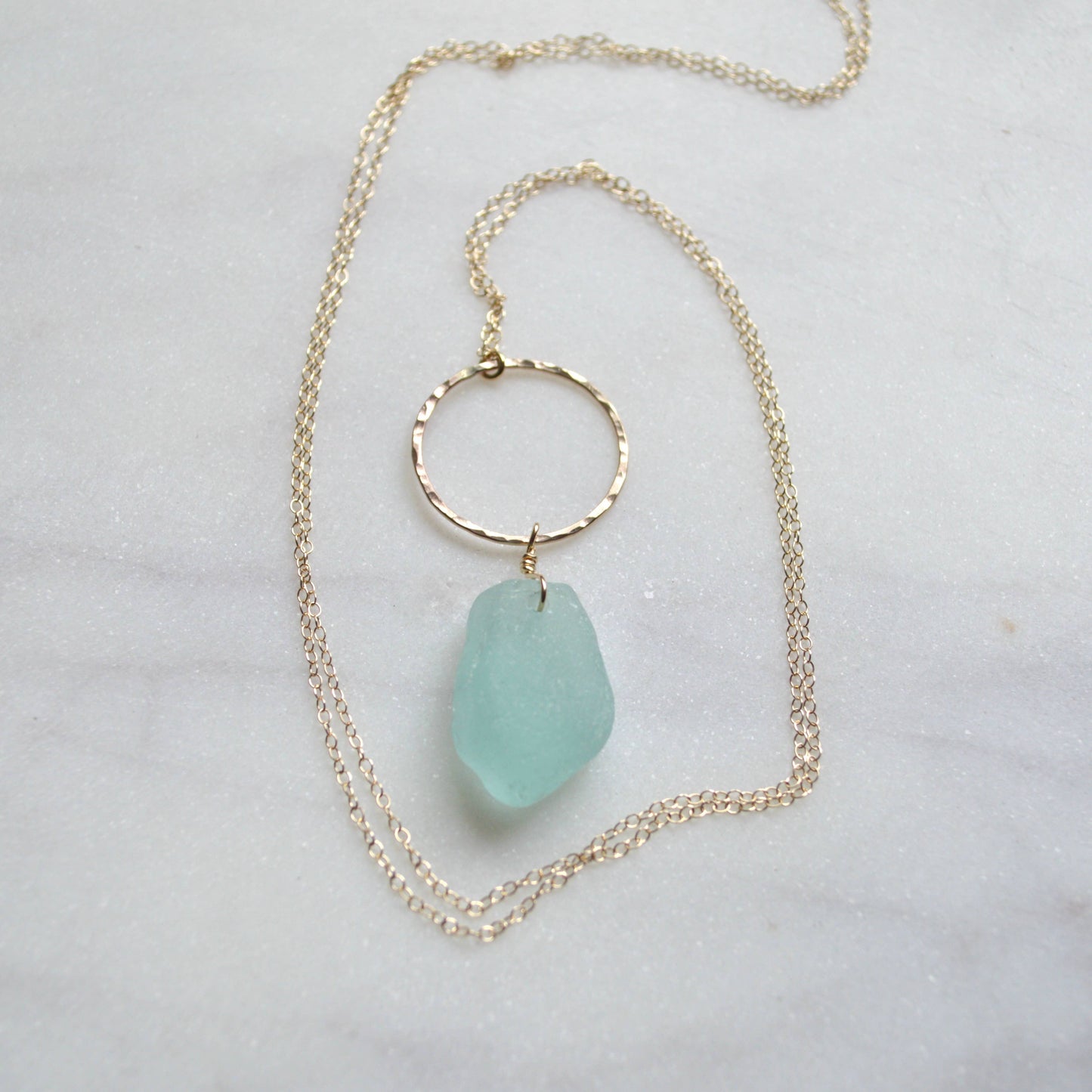 Large Sea Glass Hoop Necklace