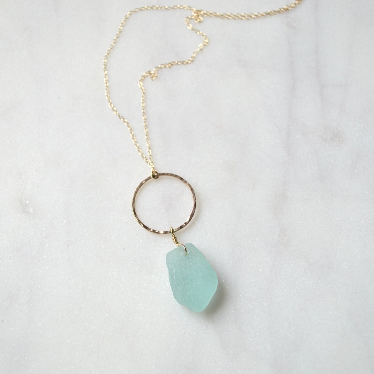 Large Sea Glass Hoop Necklace