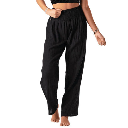 Black Wide Leg Cotton Pants