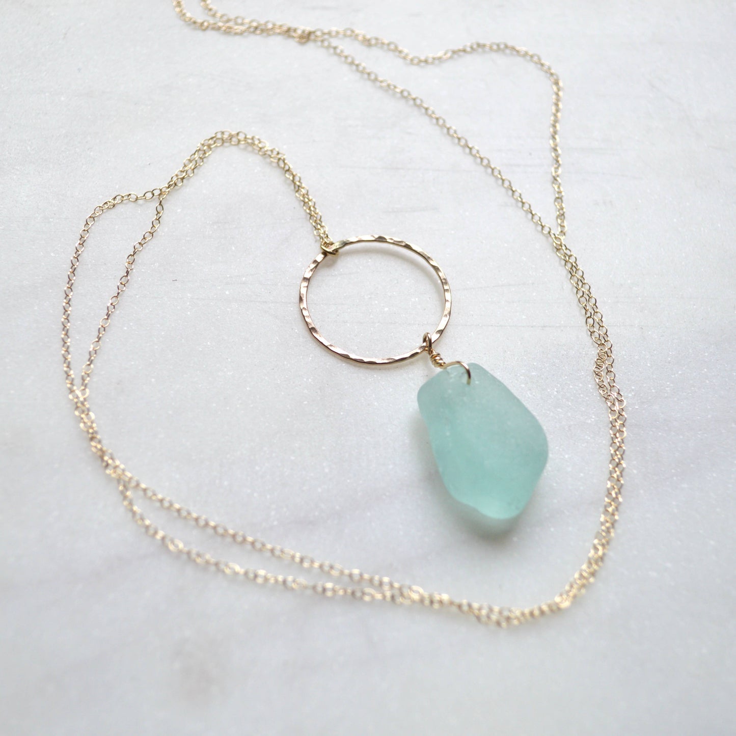 Large Sea Glass Hoop Necklace