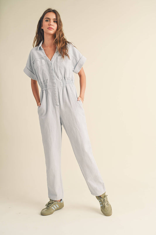 Cotton Short Sleeve Jumpsuit