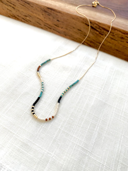 Desert Turquoise Seed Bead Necklace