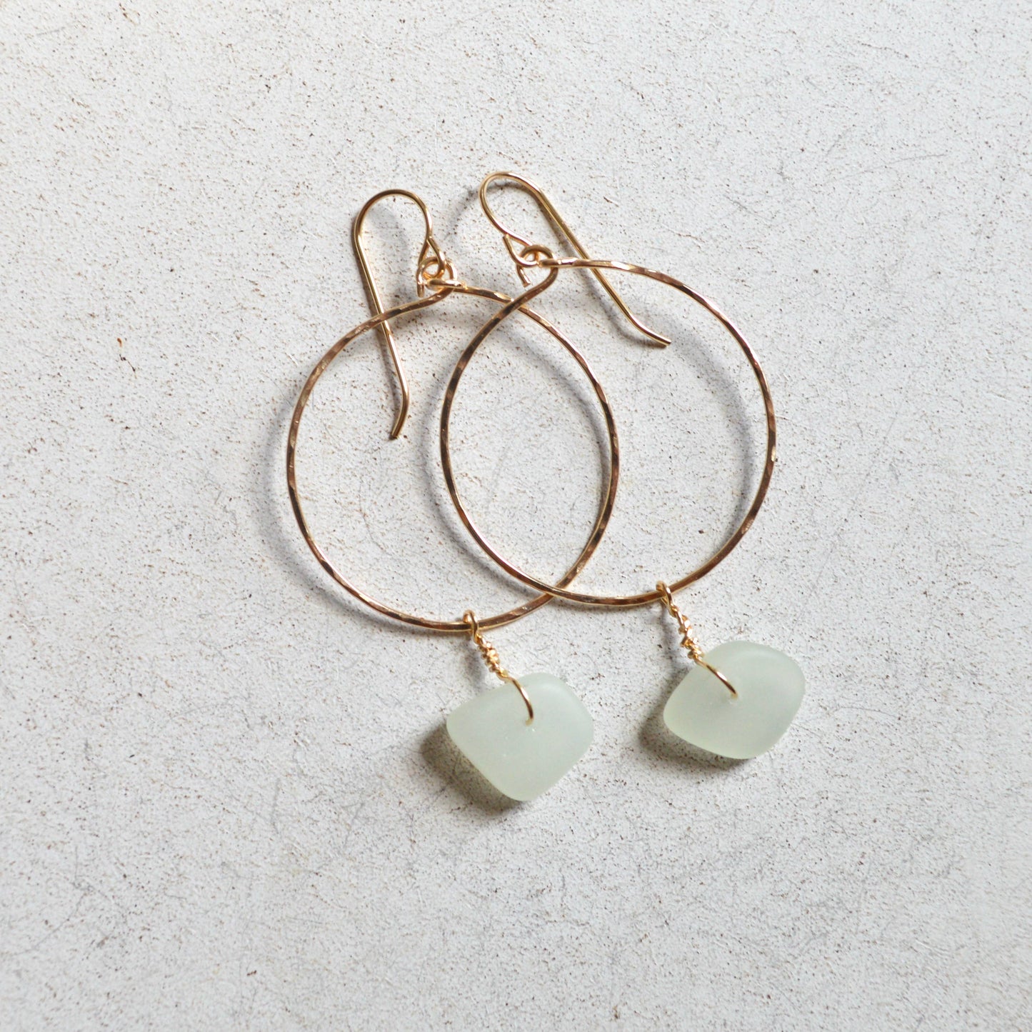 Opaque Sea Foam Glass Hoops