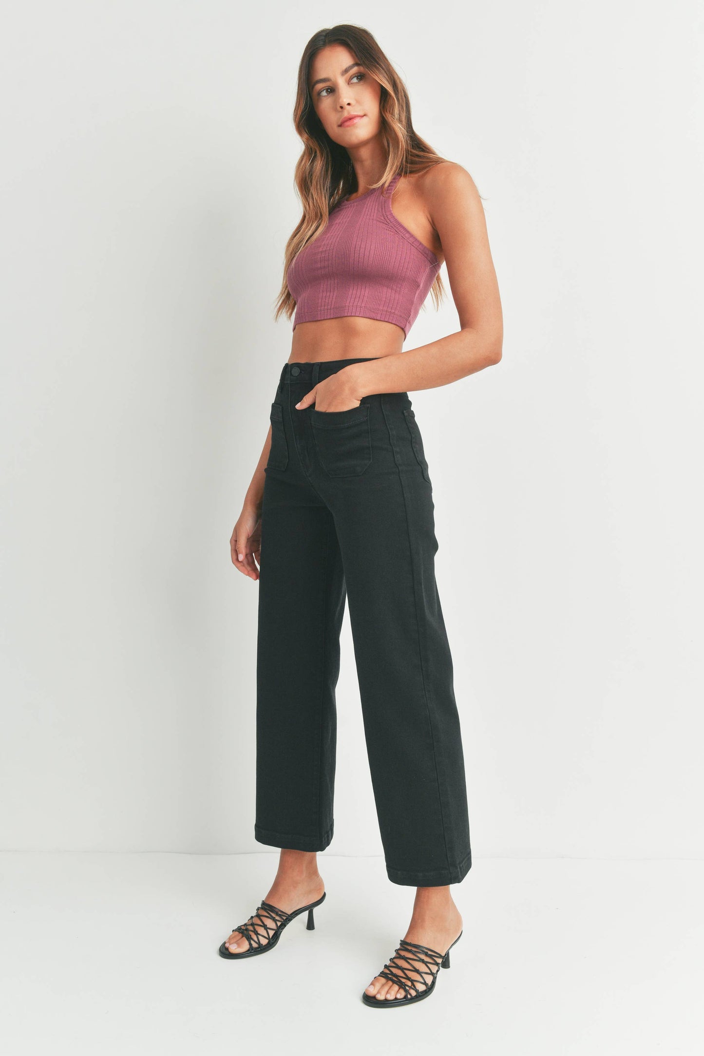 Patch Pocket Wide Leg Jean