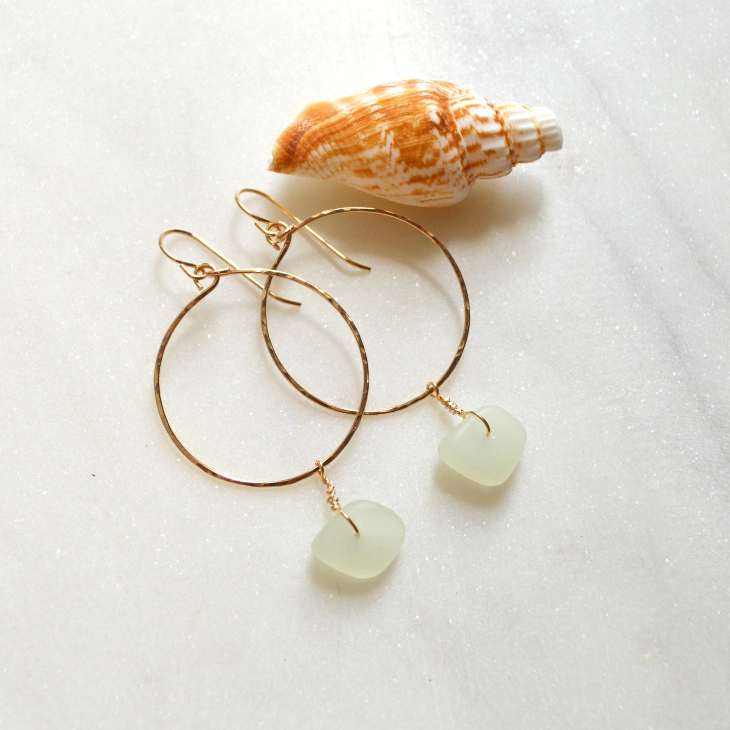 Opaque Sea Foam Glass Hoops