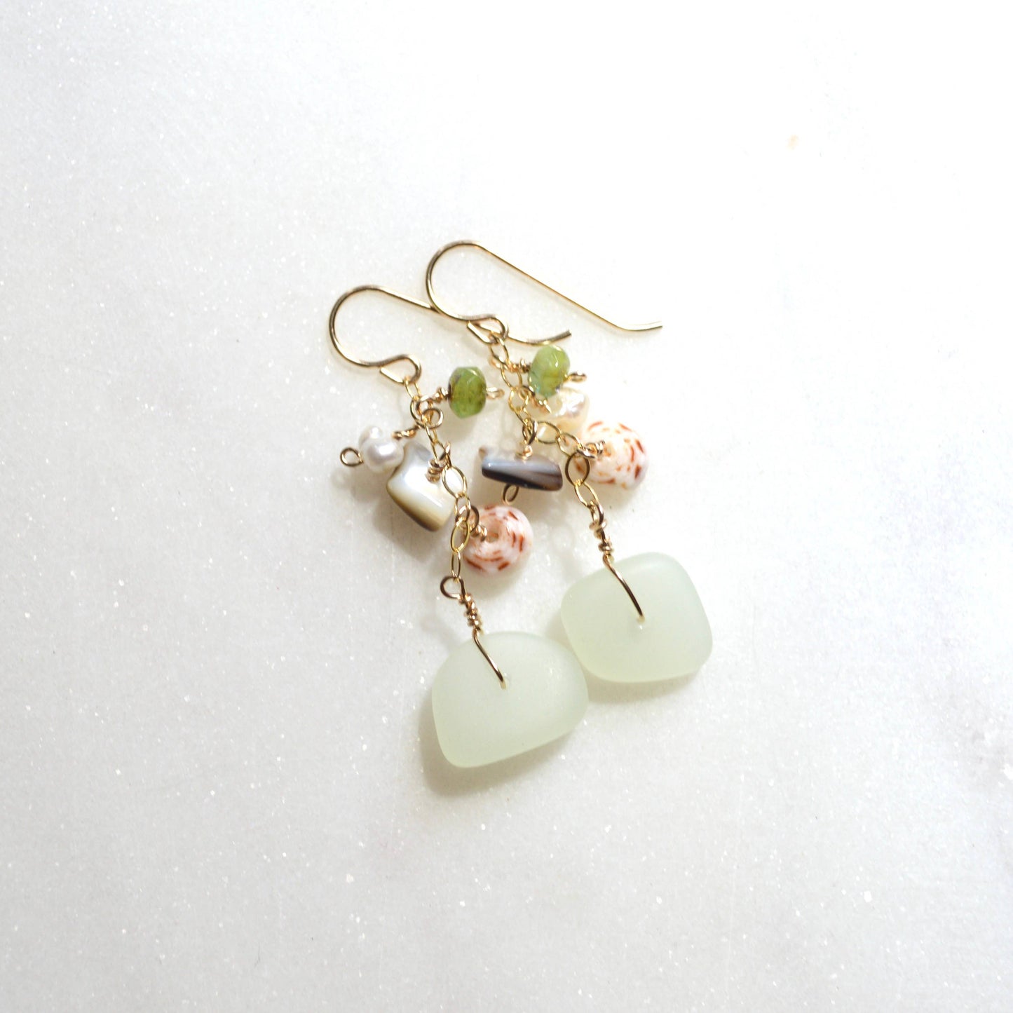 Opaque Sea Foam Glass Earrings