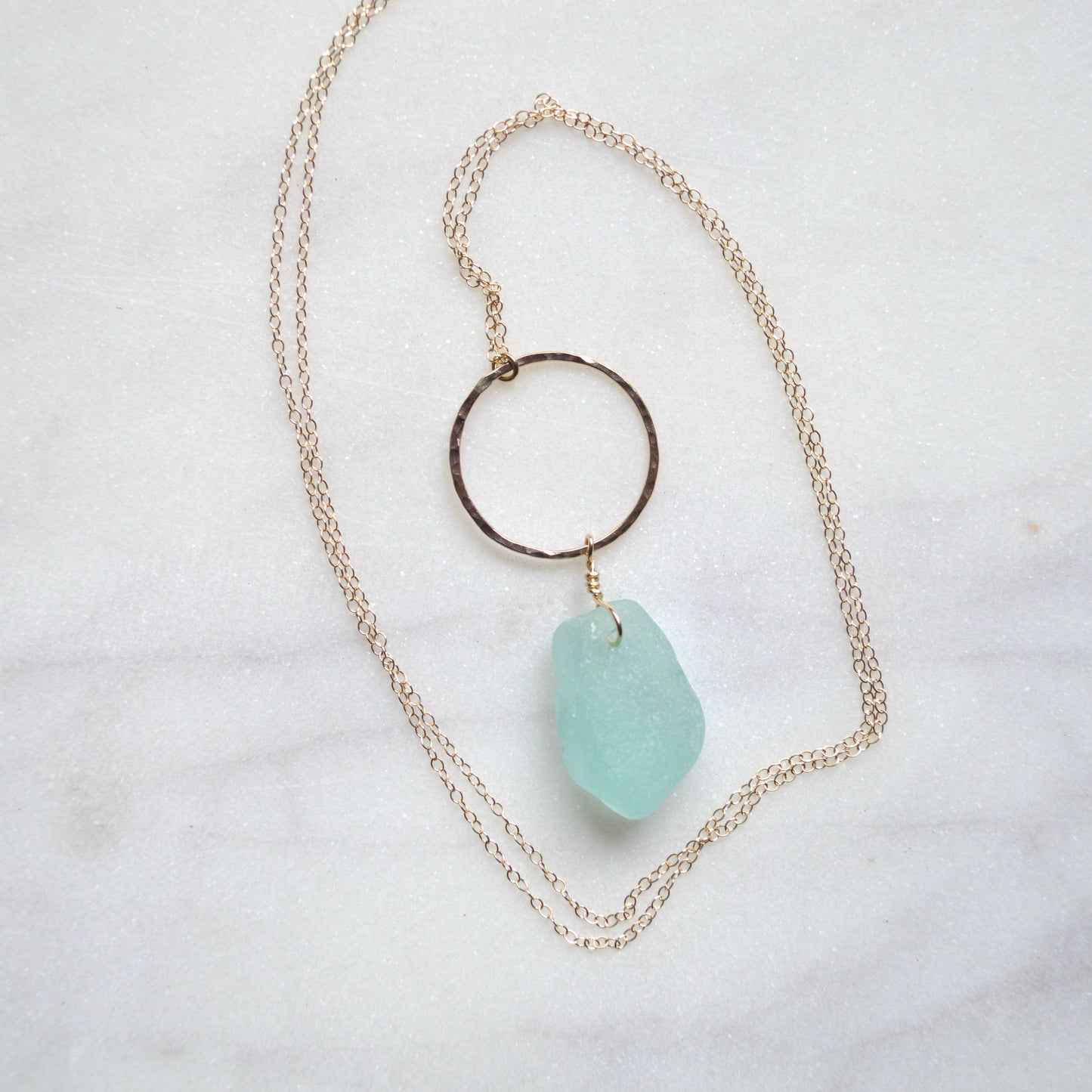 Large Sea Glass Hoop Necklace