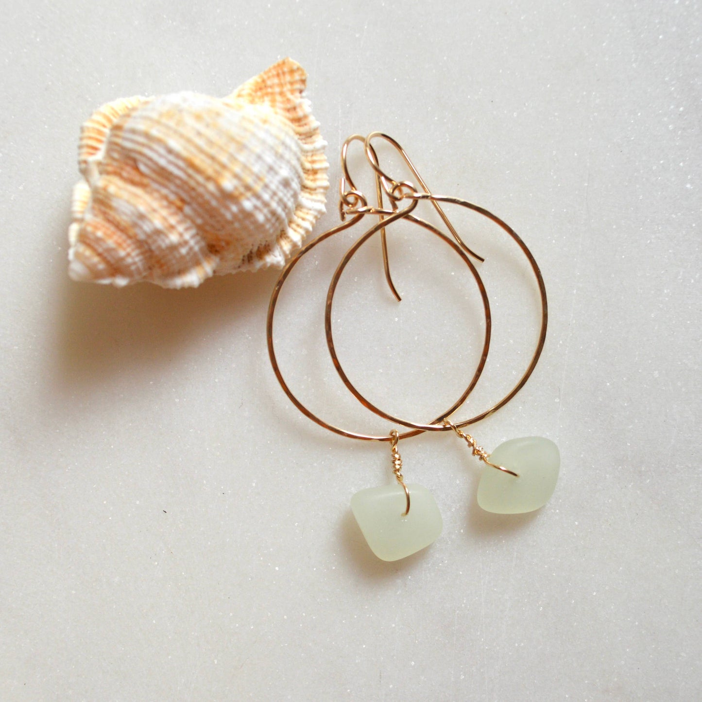 Opaque Sea Foam Glass Hoops