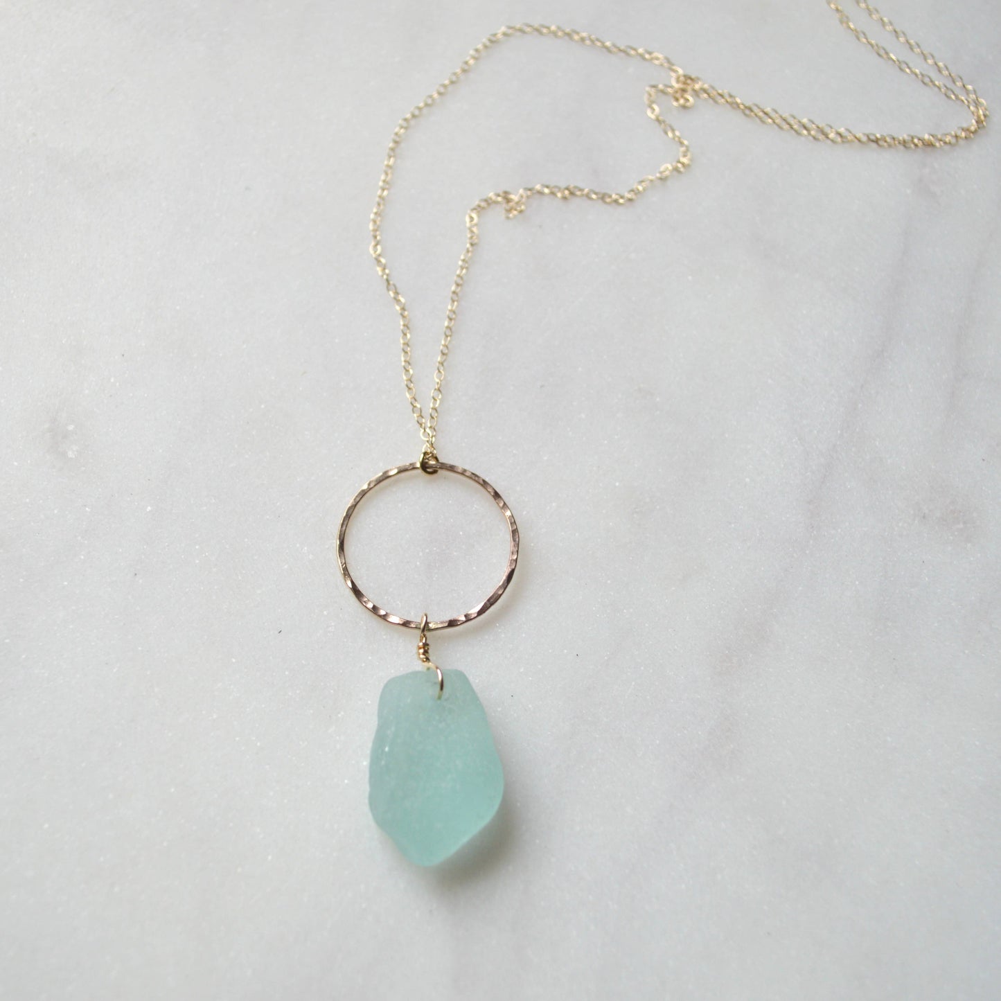 Large Sea Glass Hoop Necklace