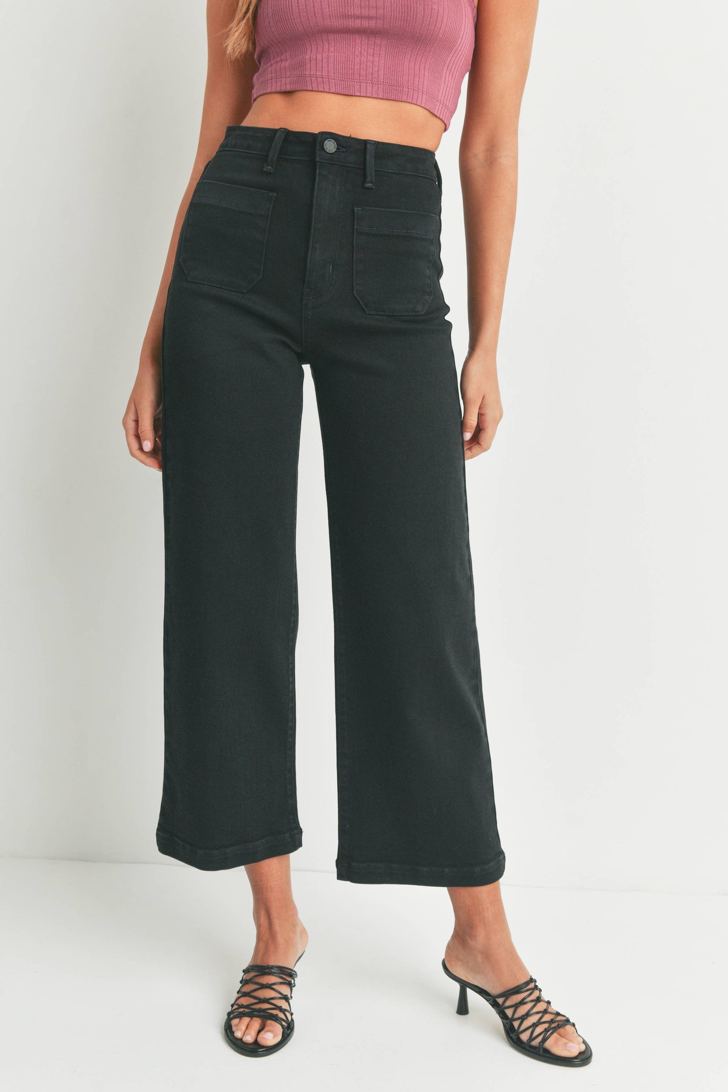 Patch Pocket Wide Leg Jean