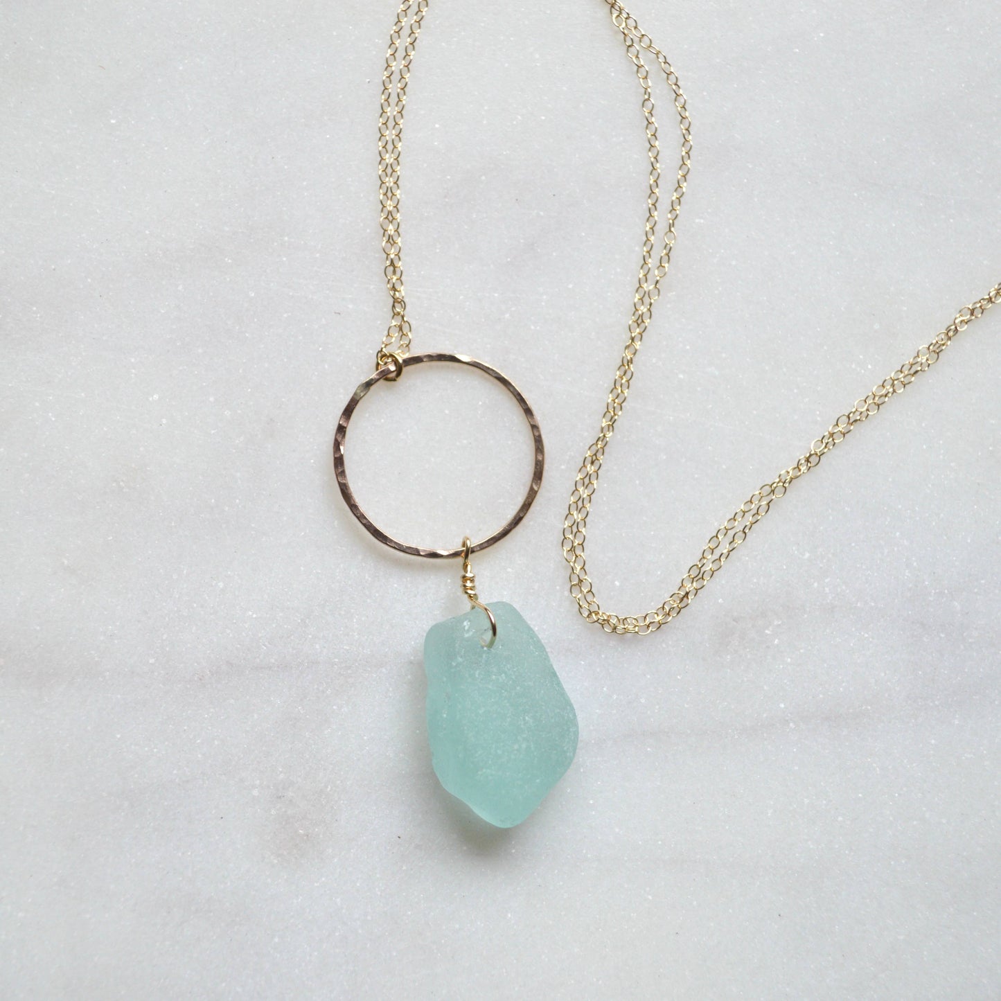 Large Sea Glass Hoop Necklace