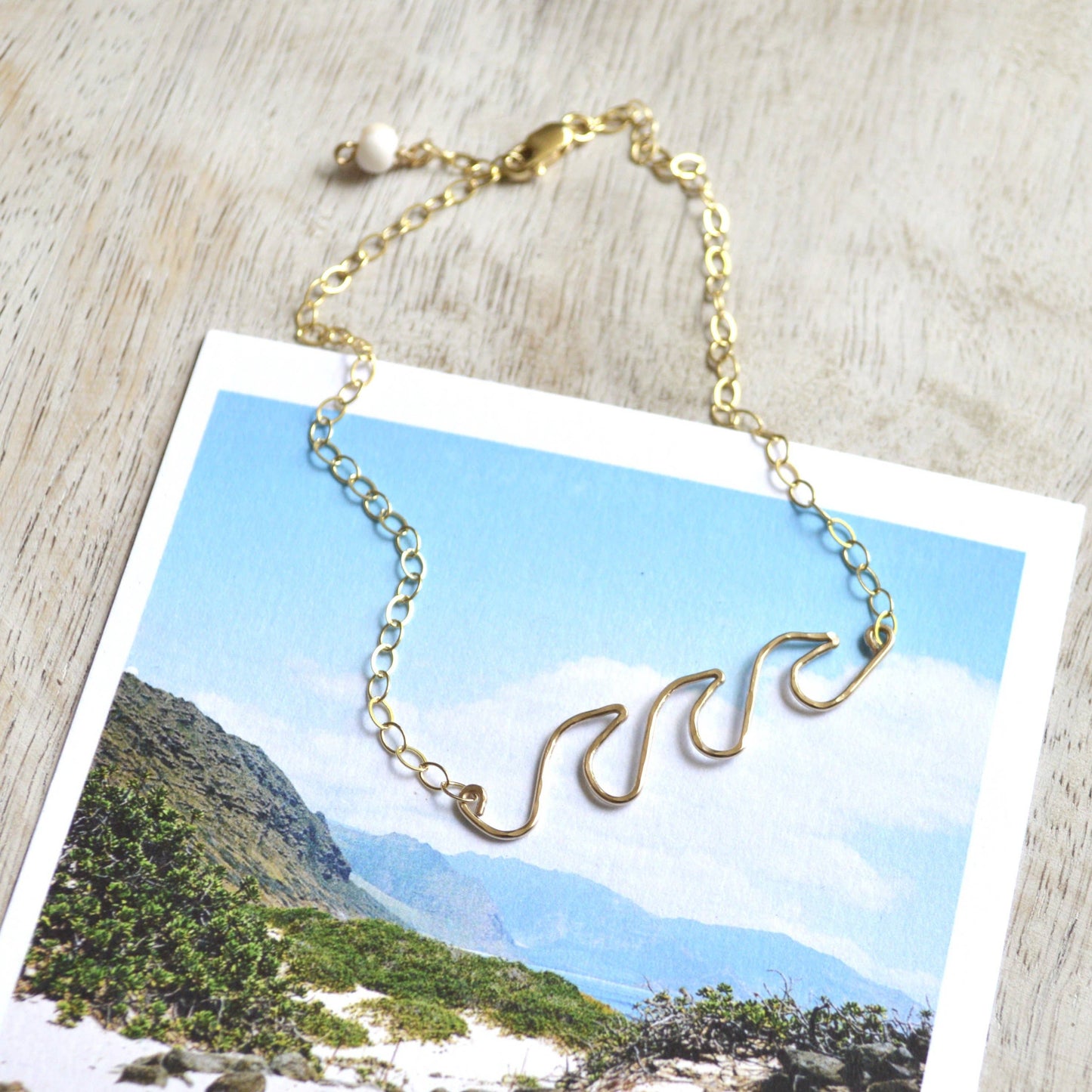 Triple Ocean Wave Anklet in Gold