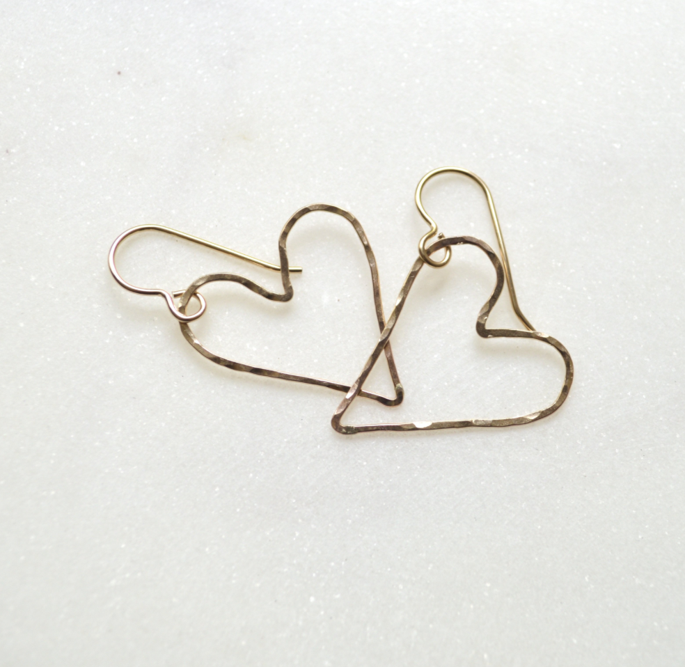 Mini Hammered Heart Earrings