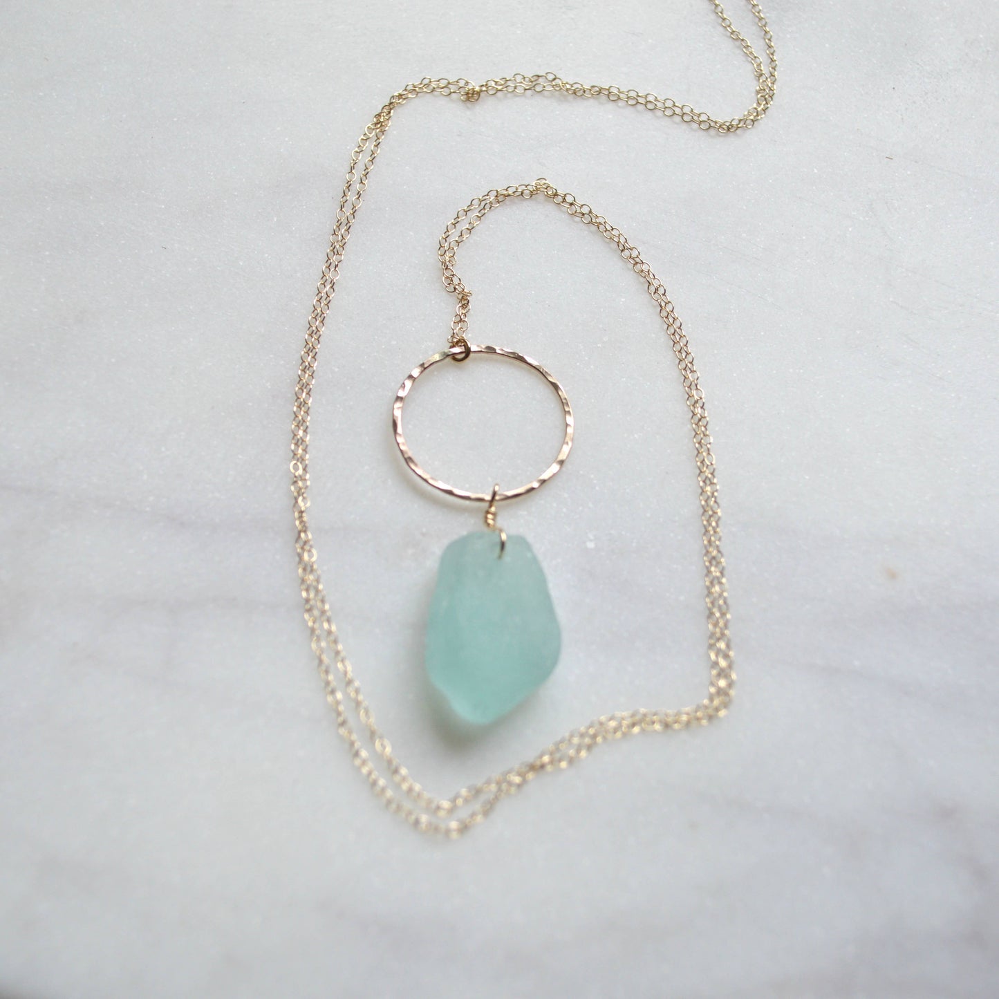 Large Sea Glass Hoop Necklace