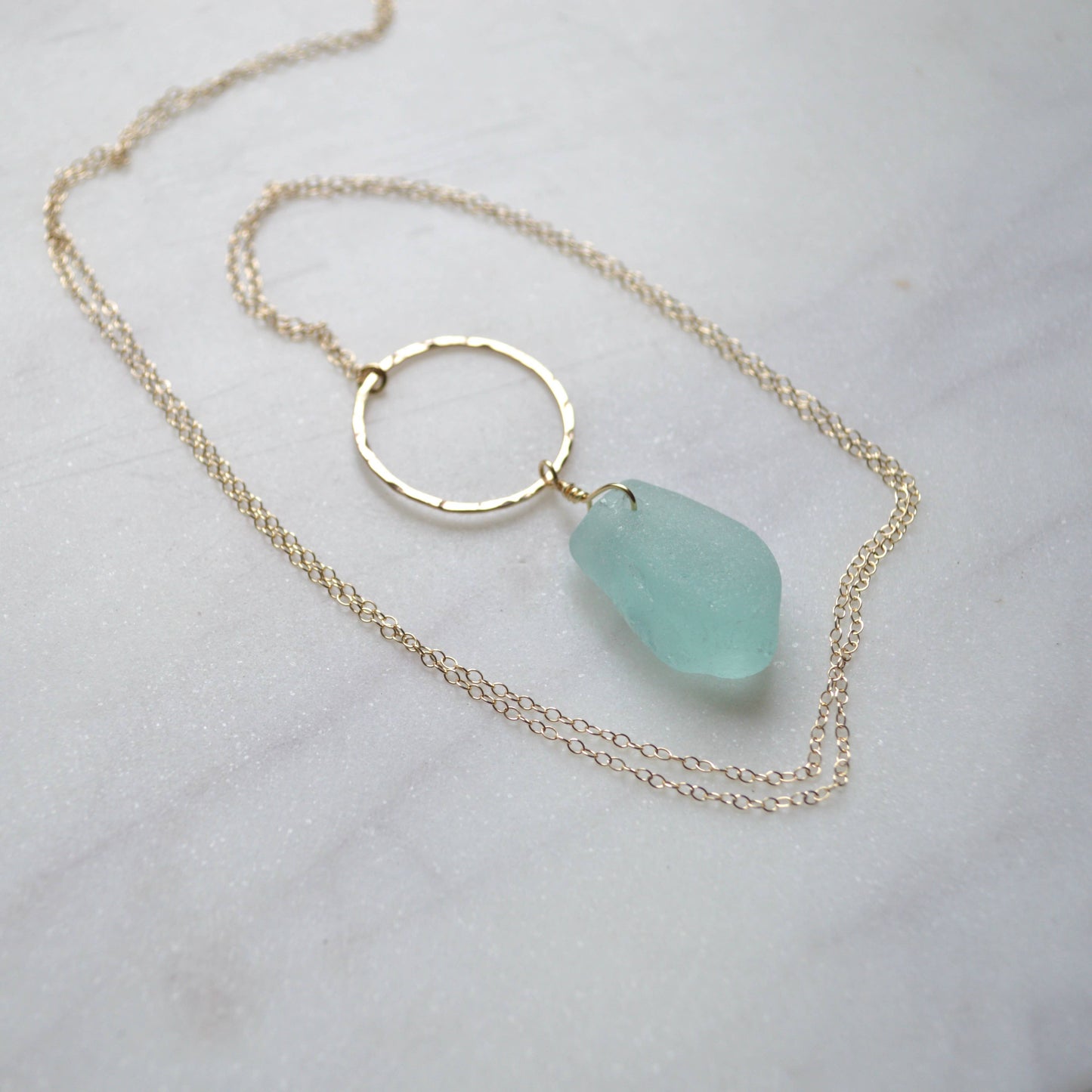 Large Sea Glass Hoop Necklace