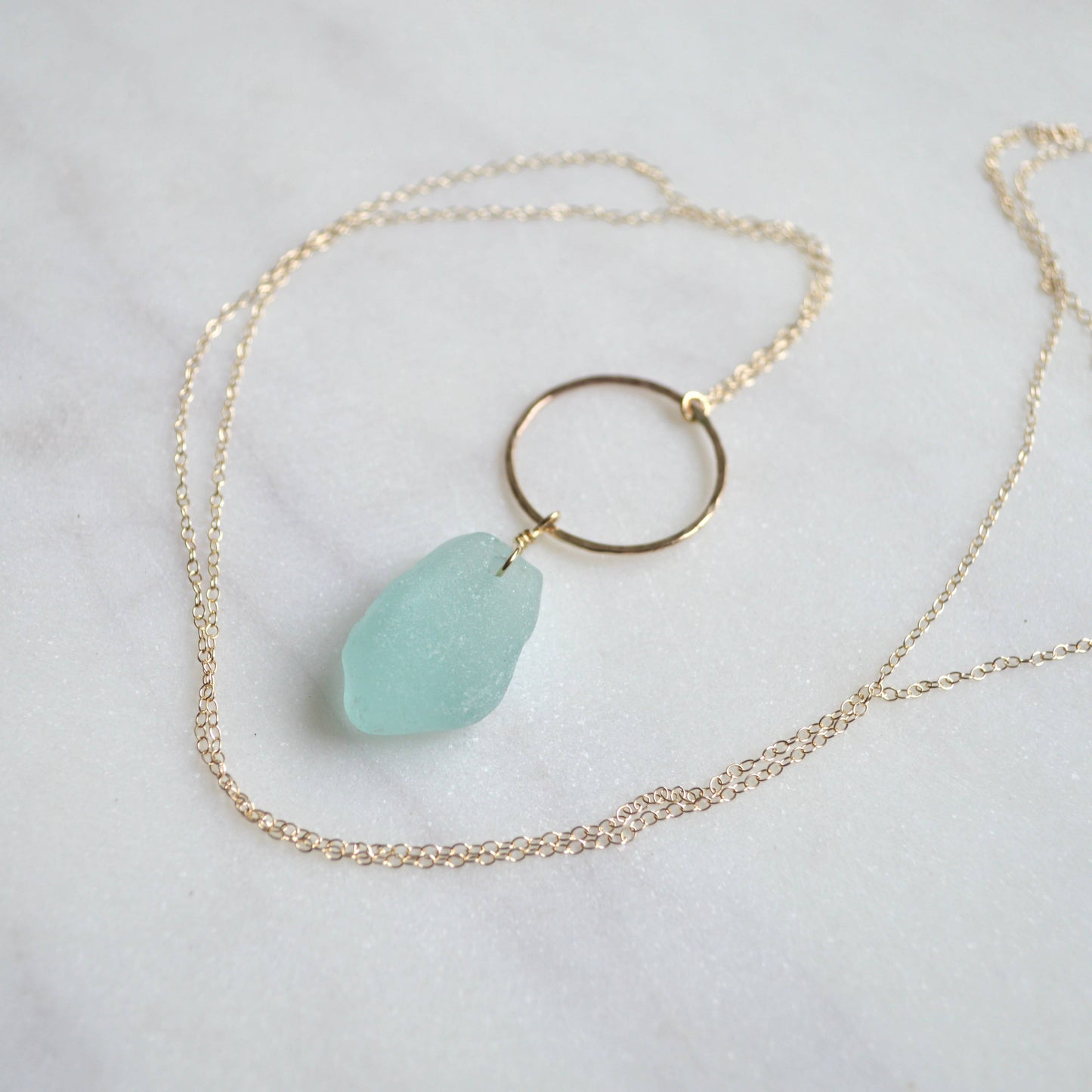 Large Sea Glass Hoop Necklace