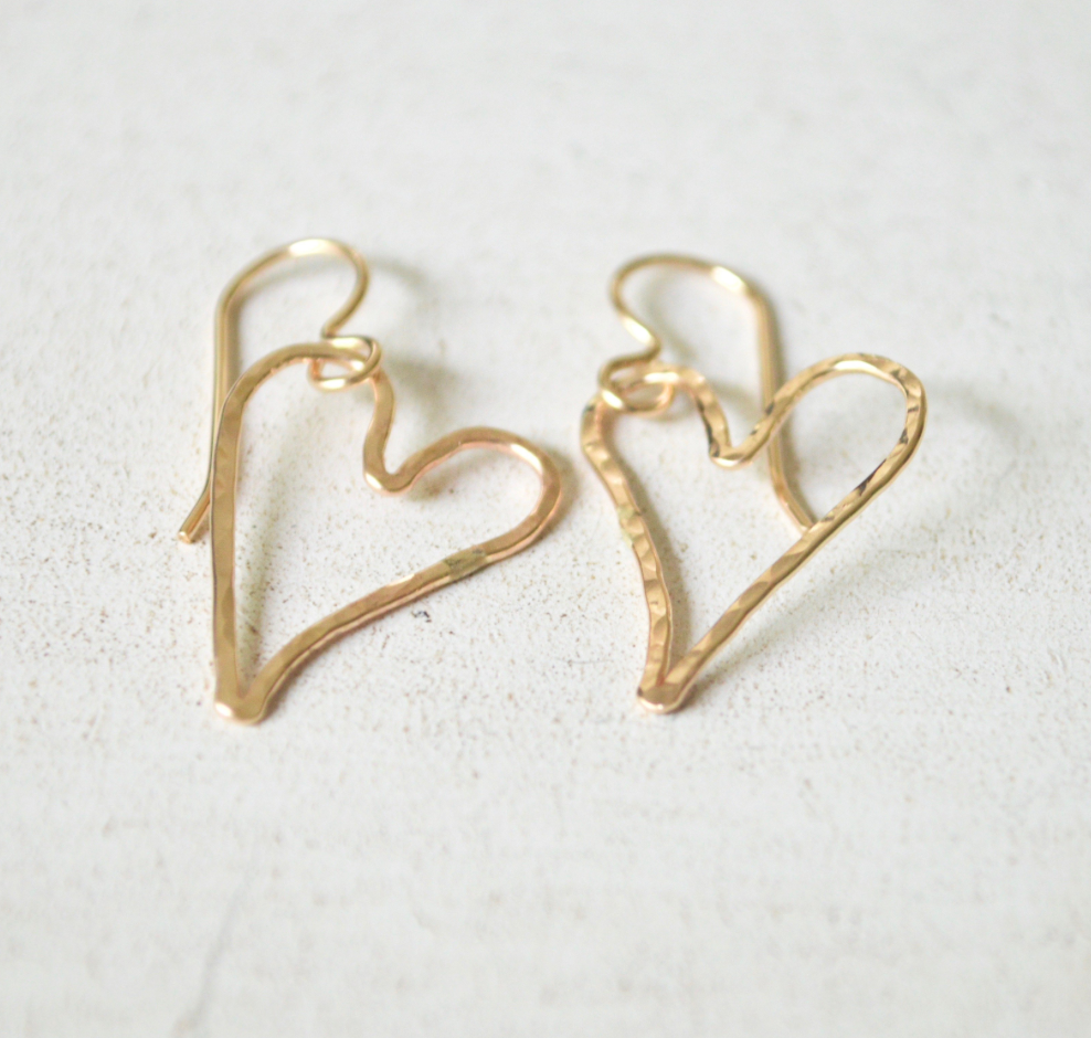 Mini Hammered Heart Earrings