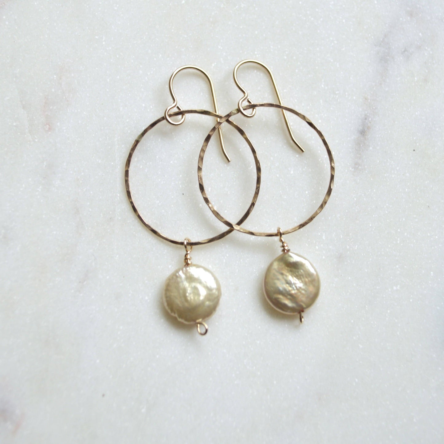 Champagne Pearl Hoop Earrings